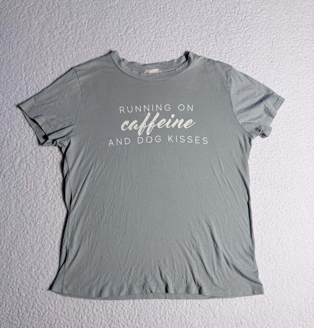 Altar'd State Running on Caffeine and Dog Kisses Graphic T-Shirt Size M